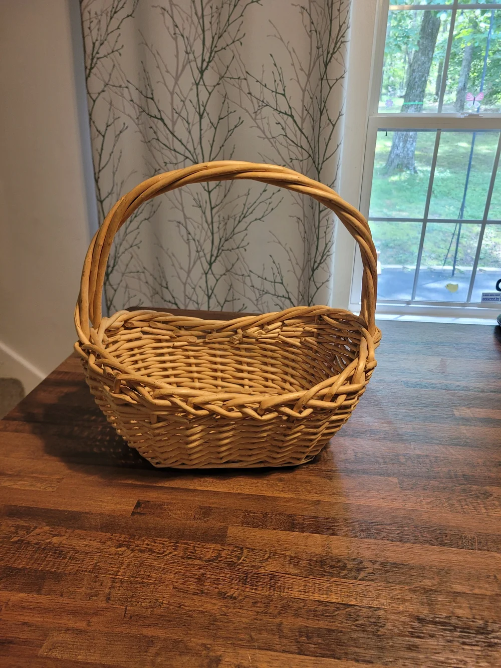 Woven Decorative Basket with Handle - Natural Tan